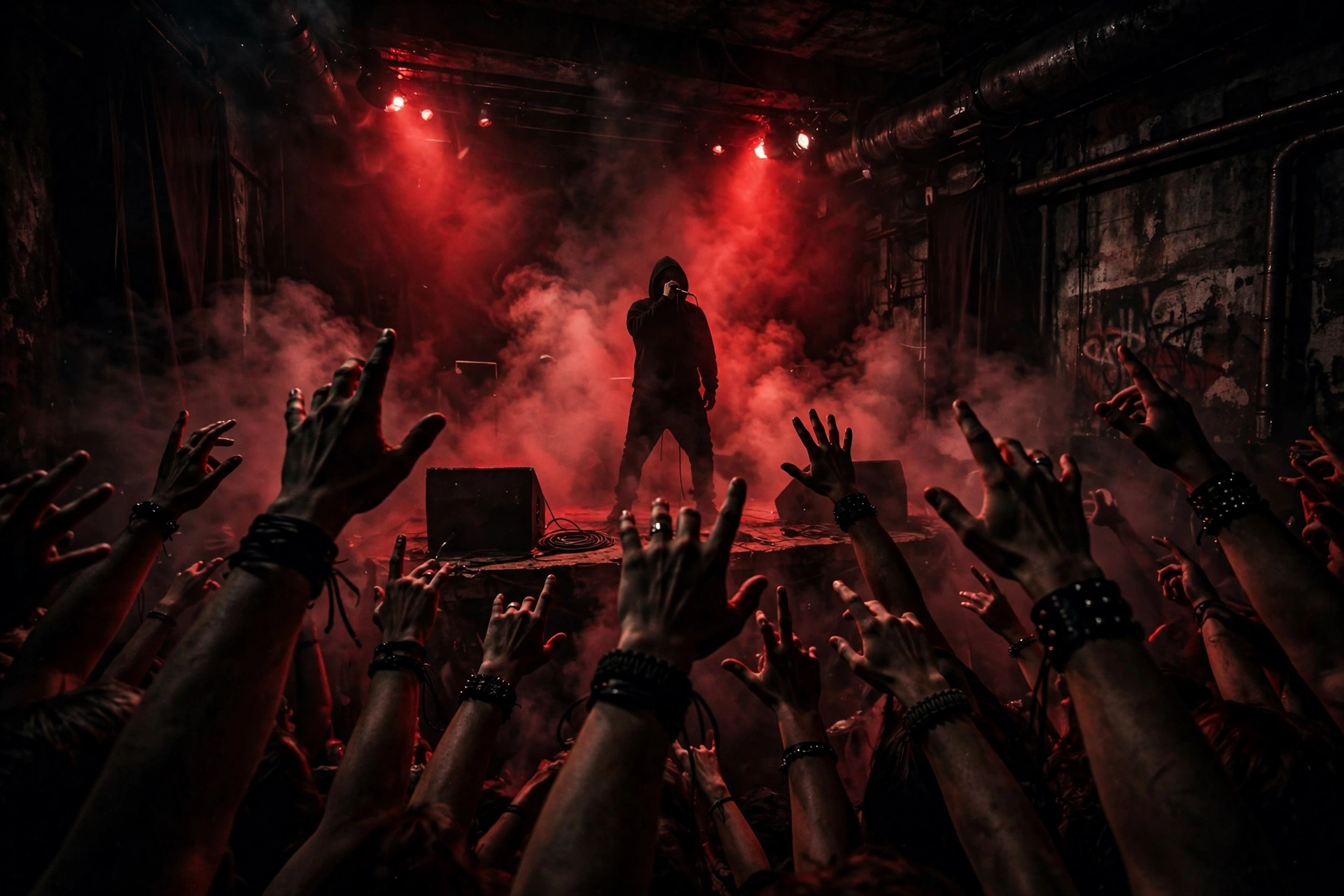 red light. loud crowd.